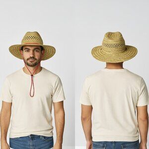 Levi’s Straw Hat Small/Medium Woven Wide Brim Sun Hat with Chin Cord NWT